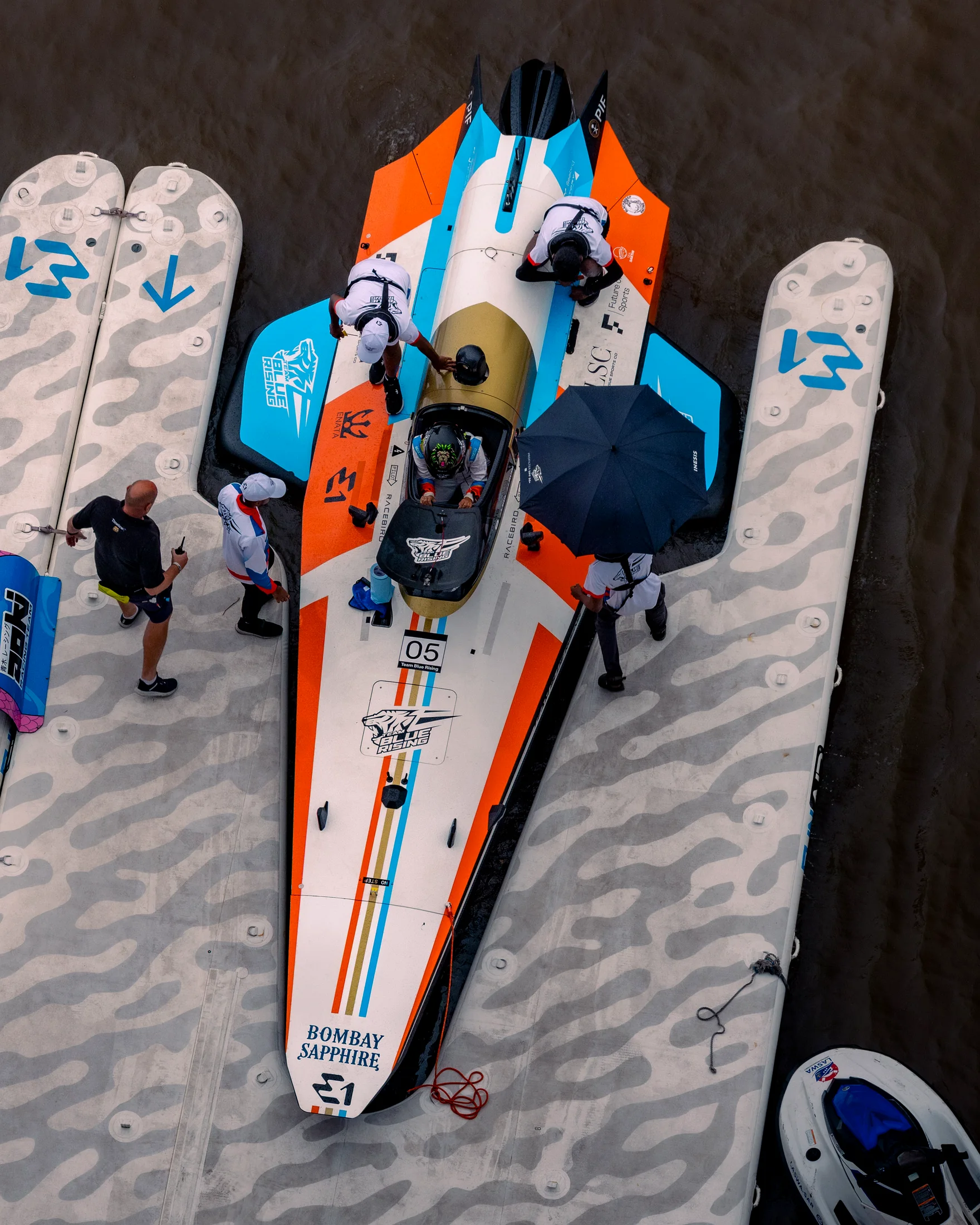 Top view of the Team Blue Rising RaceBird