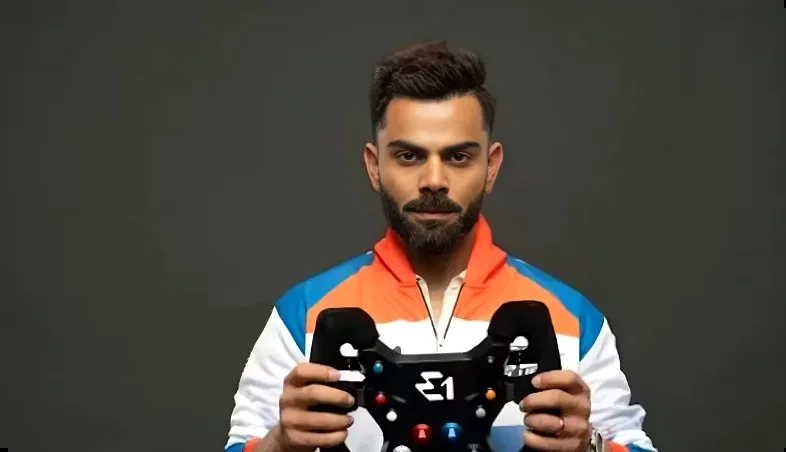 Virat Kohli holding the RaceBird controller