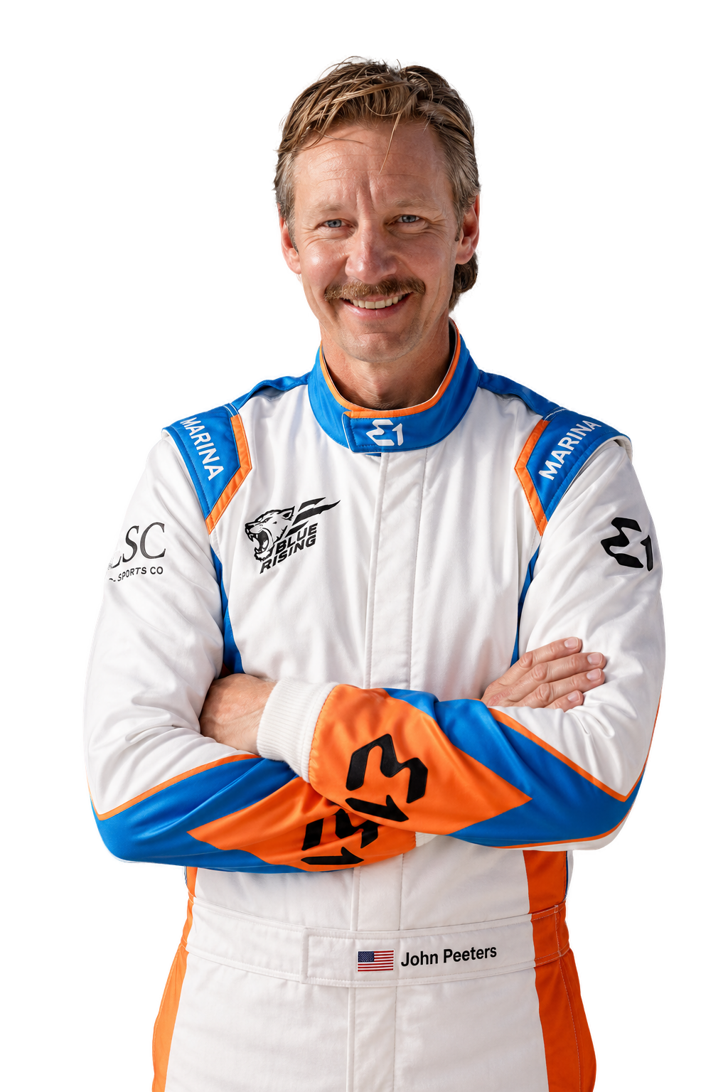 John Peeters in Team Blue Rising race suit